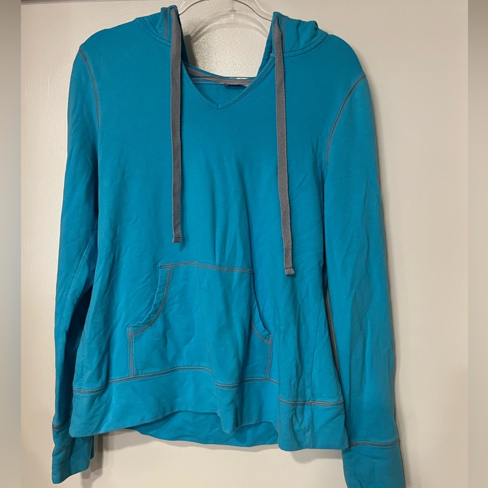 Relativity Blue V-Neck Hoodie Sweater